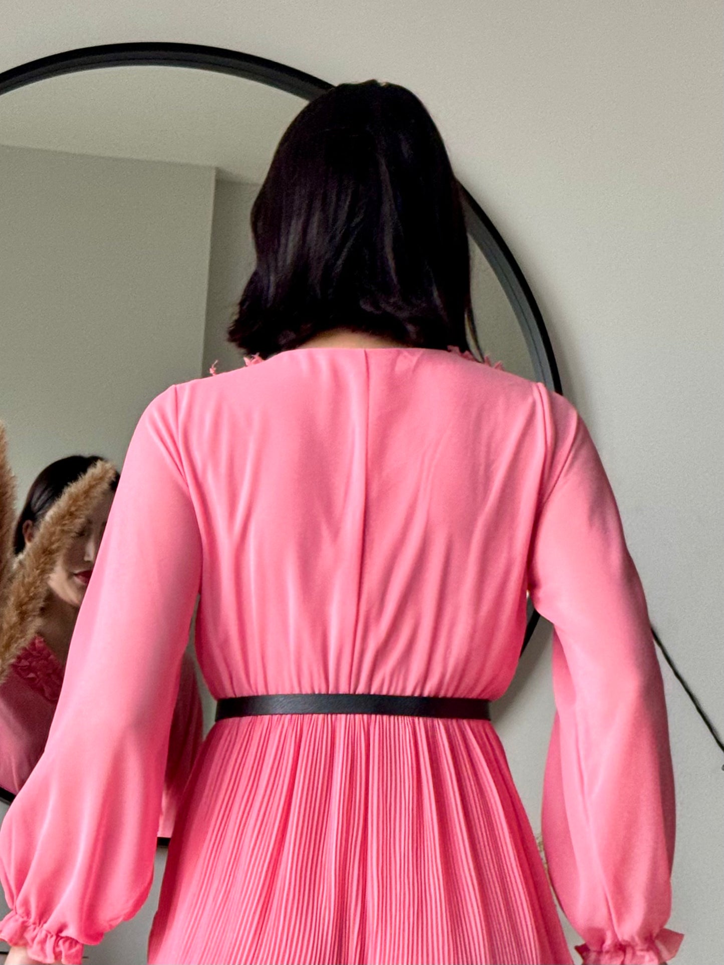 Elysian Pleat Dress in Pink