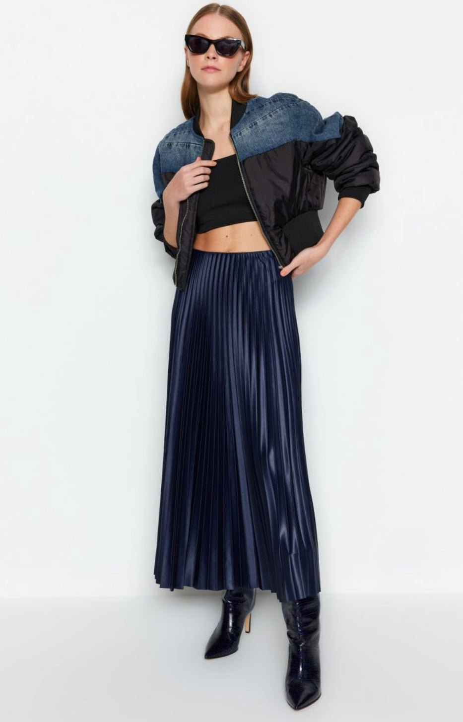 Blue Pleated Skirt