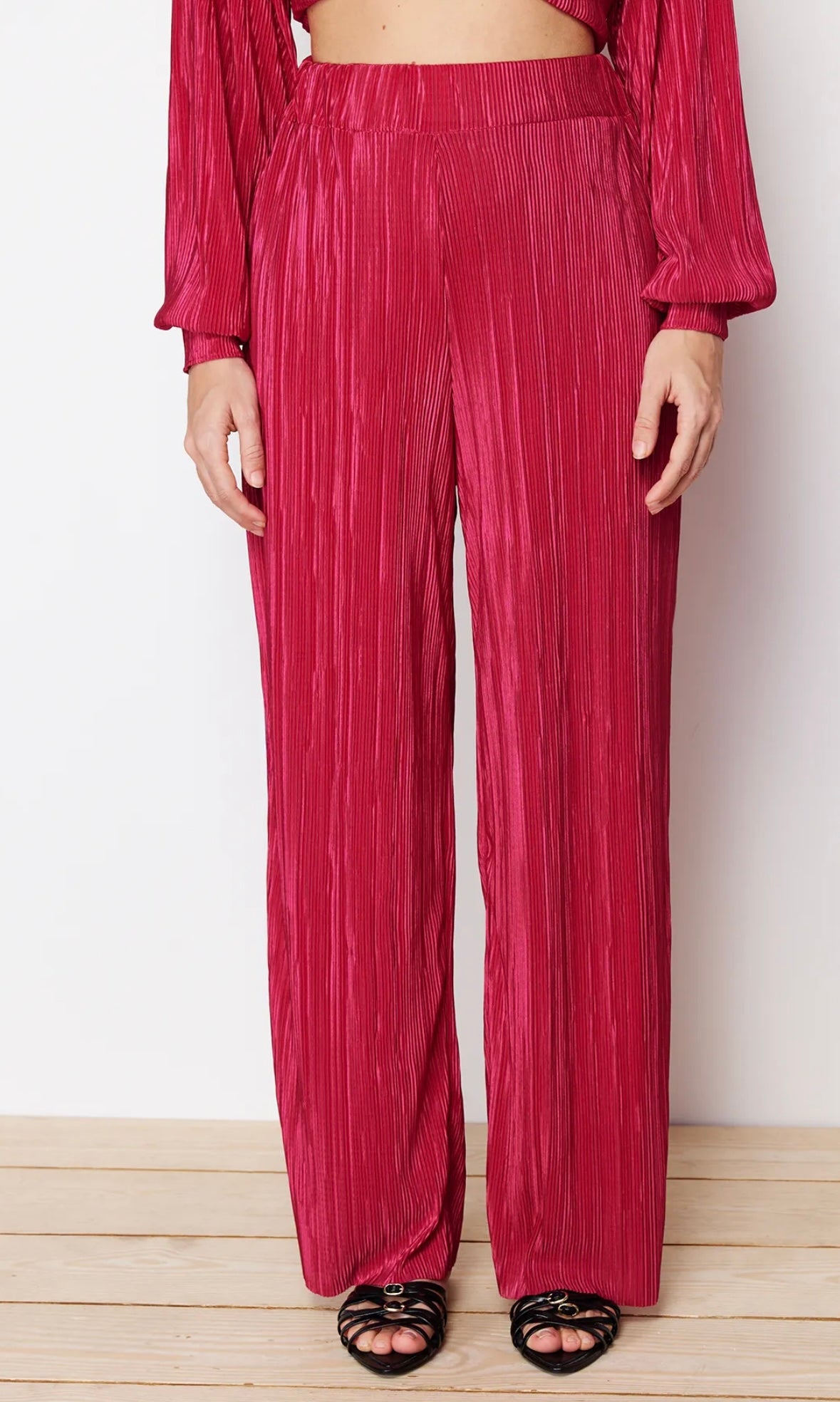 Berry Plisse Coord Set
