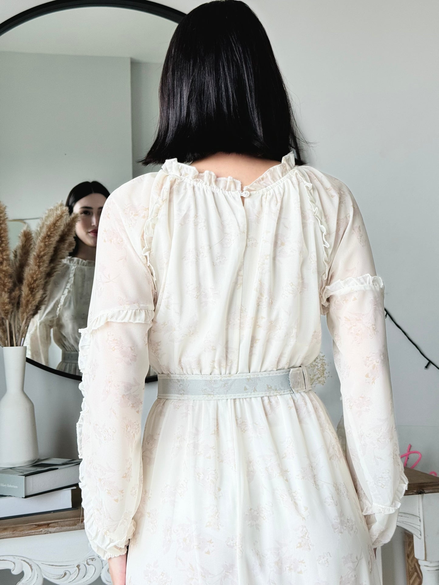 Iris Frill Dress in Ivory
