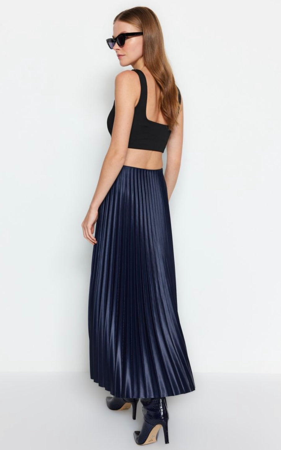 Blue Pleated Skirt