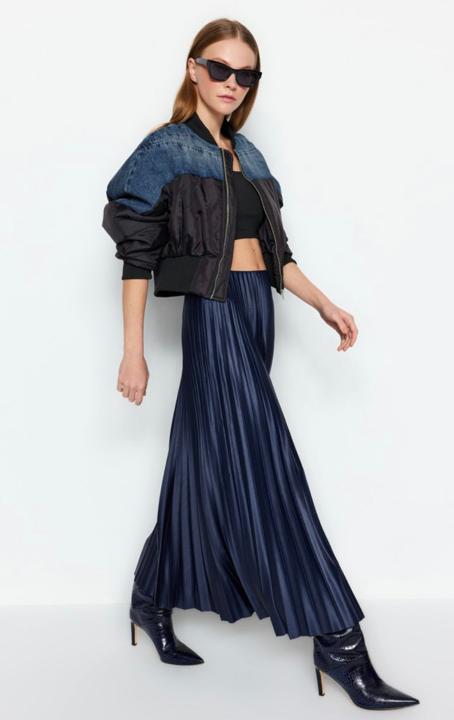 Blue Pleated Skirt