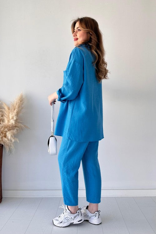 Zephyr Linen Co-ord Set- Blue