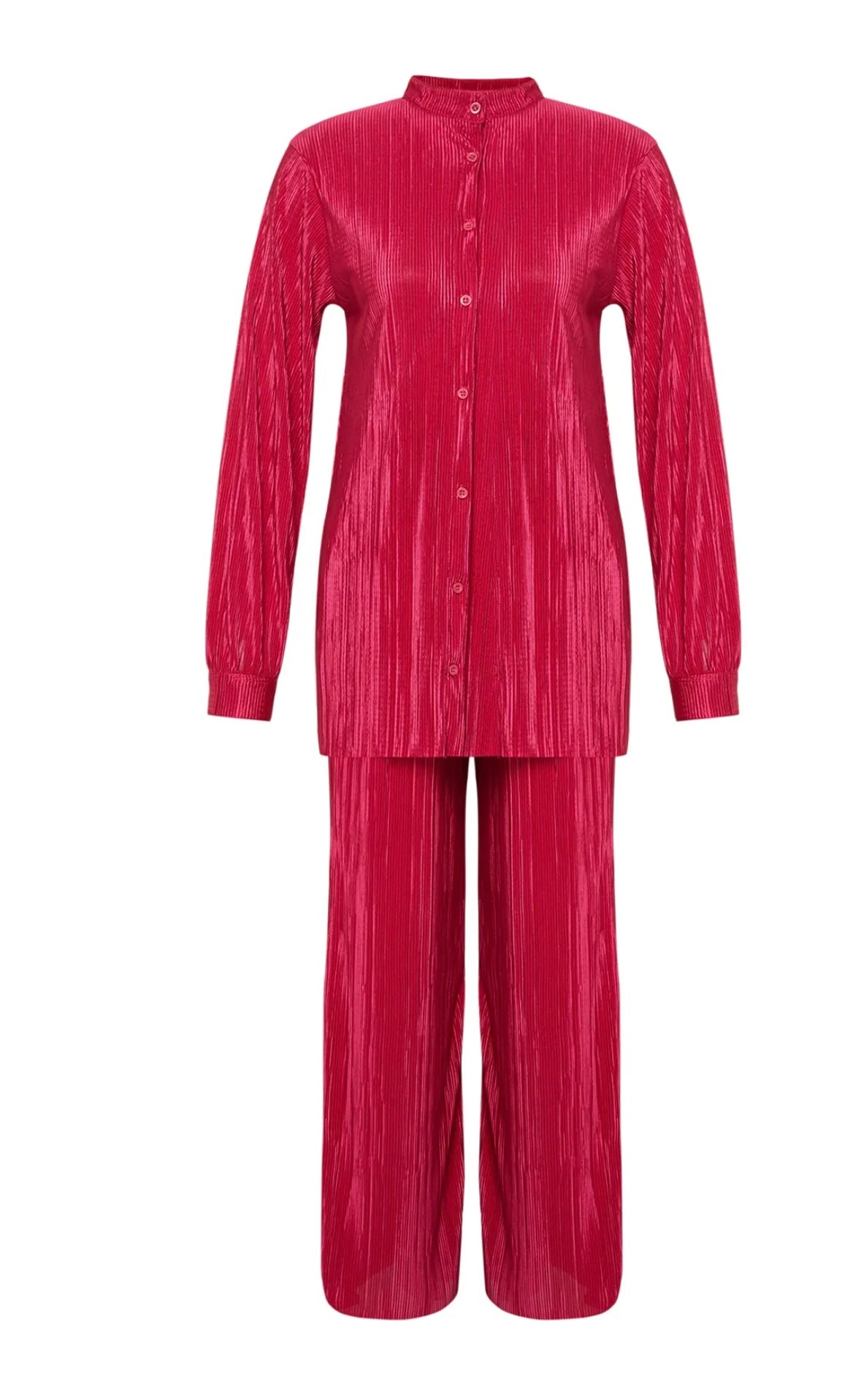 Berry Plisse Coord Set