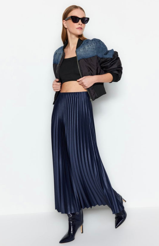 Blue Pleated Skirt