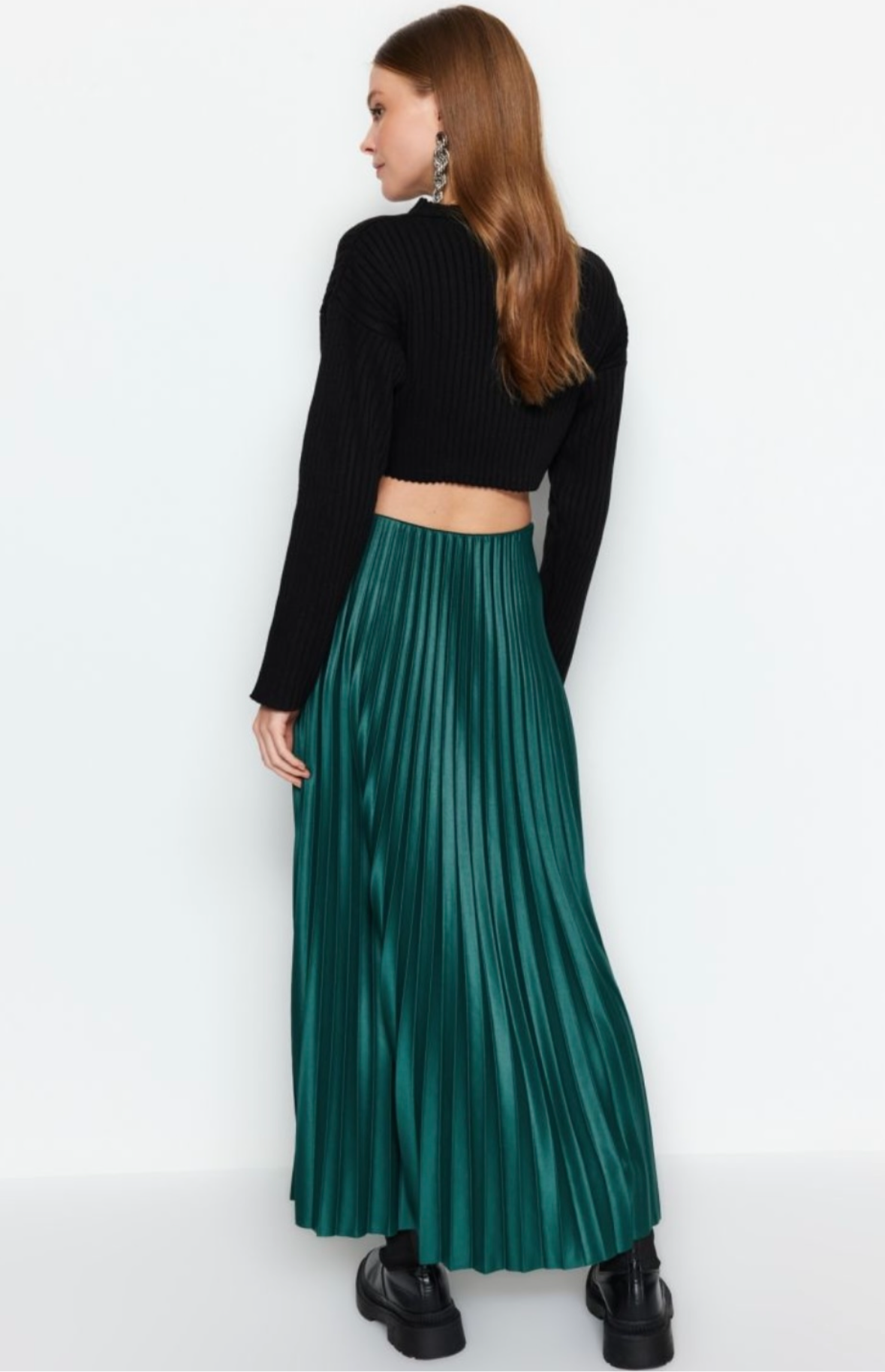 Emerald Pleated Skirt