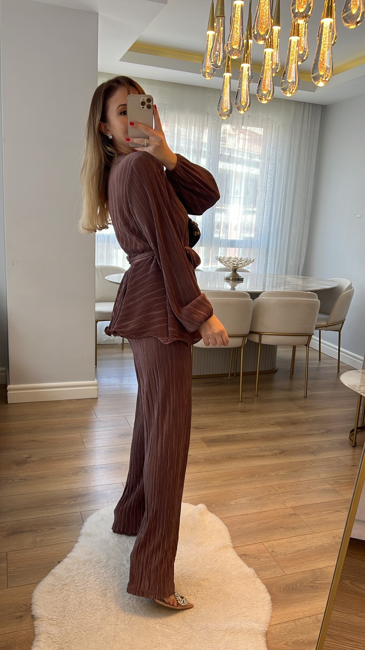 Plissé Vogue Set in Brown